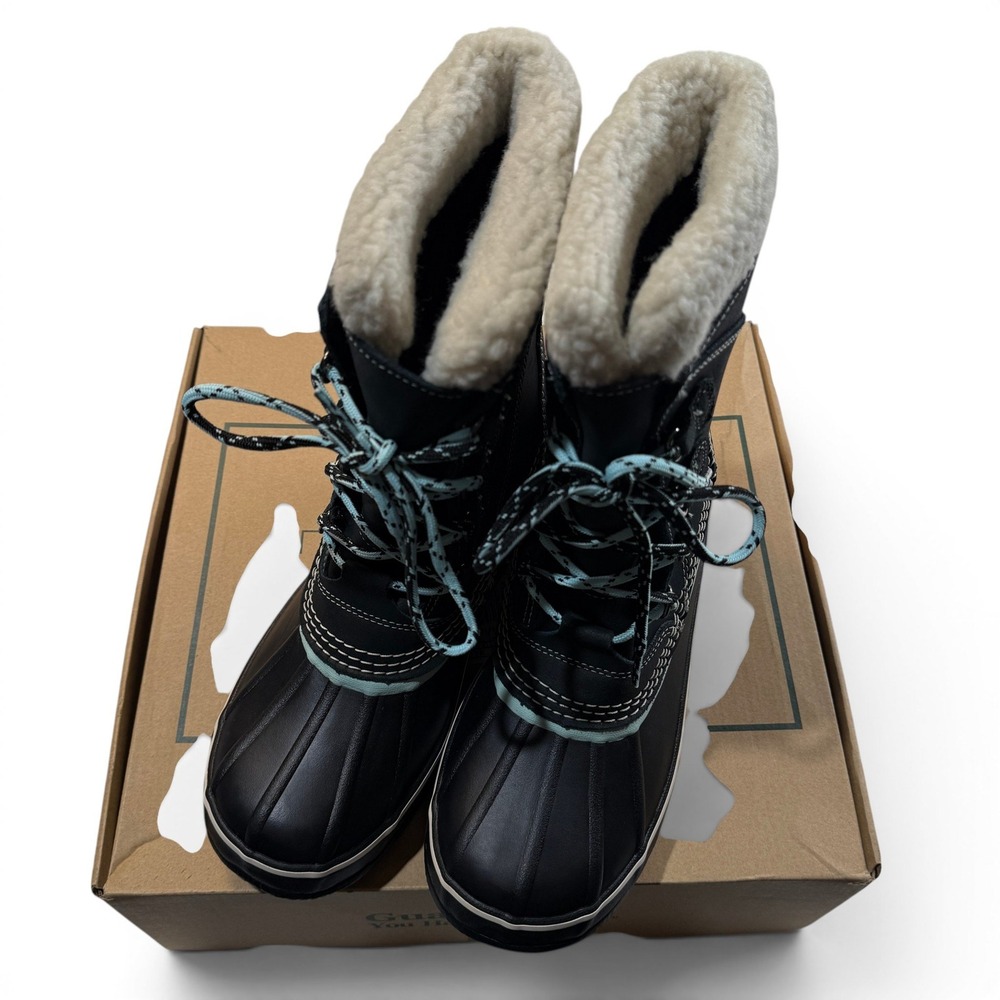 LL Bean Suede Snow Boots Womens 8 Jet Black Waterproof Insulated New
